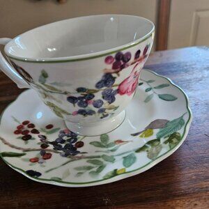 VINTAGE TEACUP AND SAUCER  FEATURES WILDFLOWERS DESIGN BY CHARTER CLUB